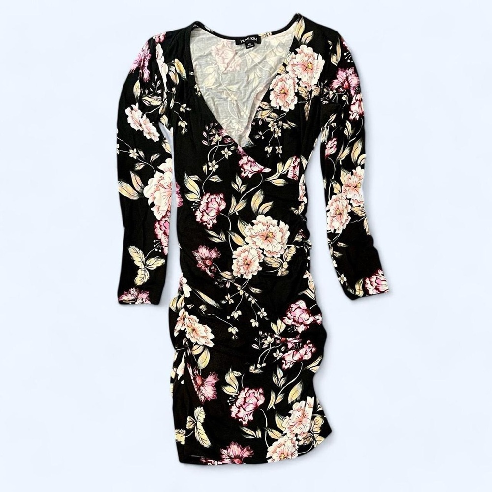 Yumi Kim black floral print long sleeve dress